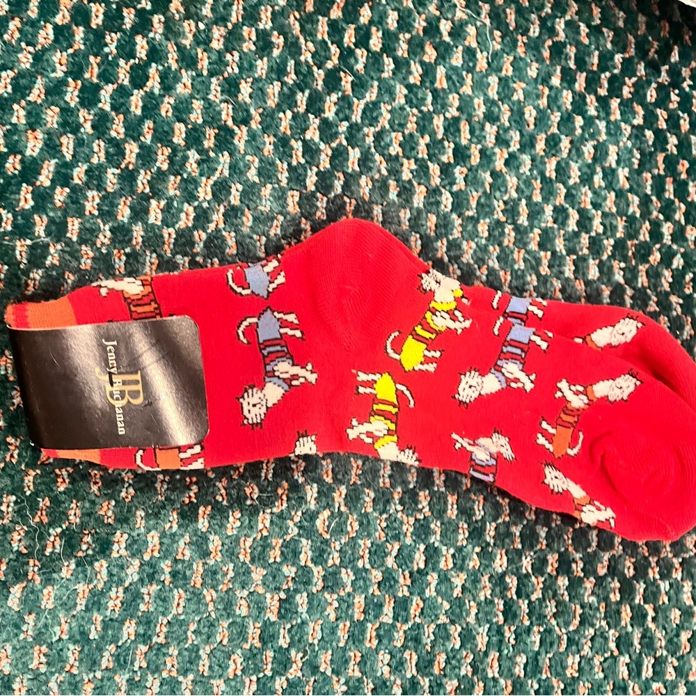 Hot Sox Red Socks with Cat Design